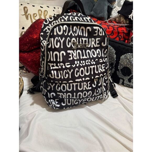 Bbw logo juicy couture black white  nylon chain backpack